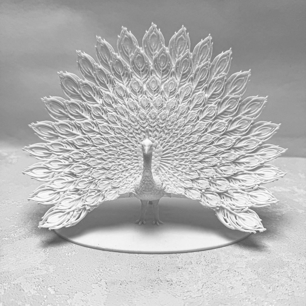 Elegante Pfau-Statue – Weiß oder Gold